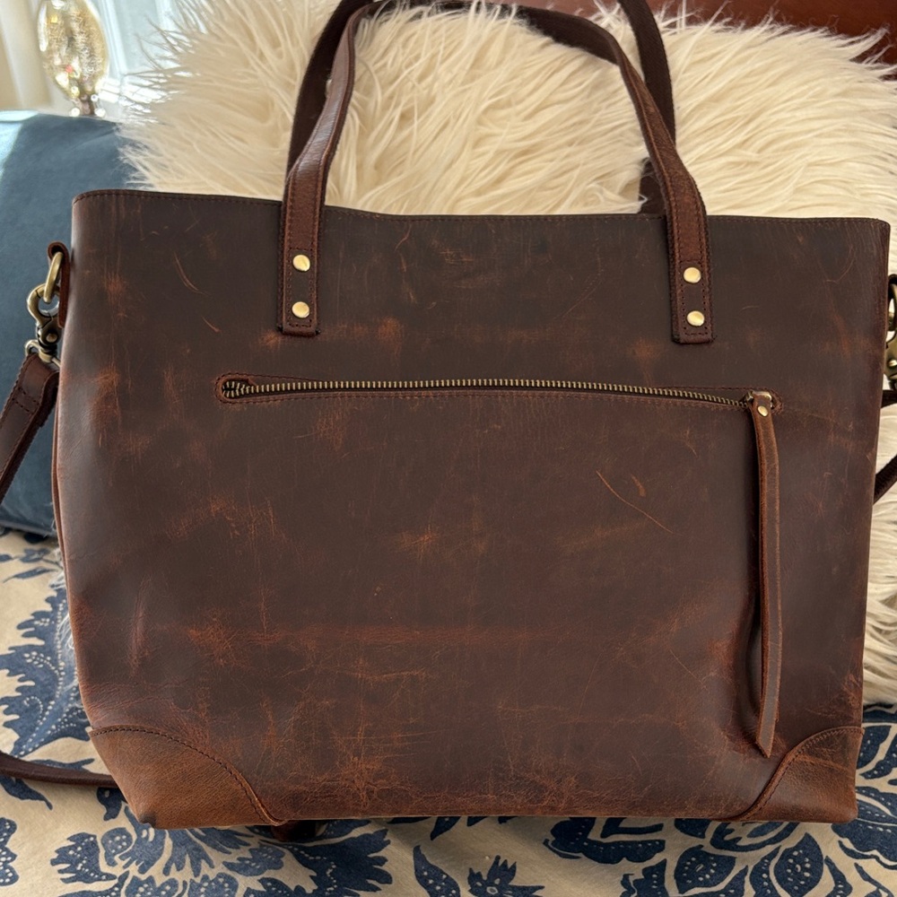Brown Distressed Leather Tote Bag